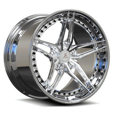SA-01 Custom 5-Spoke Step Lip Brushed, Chrome Wheels