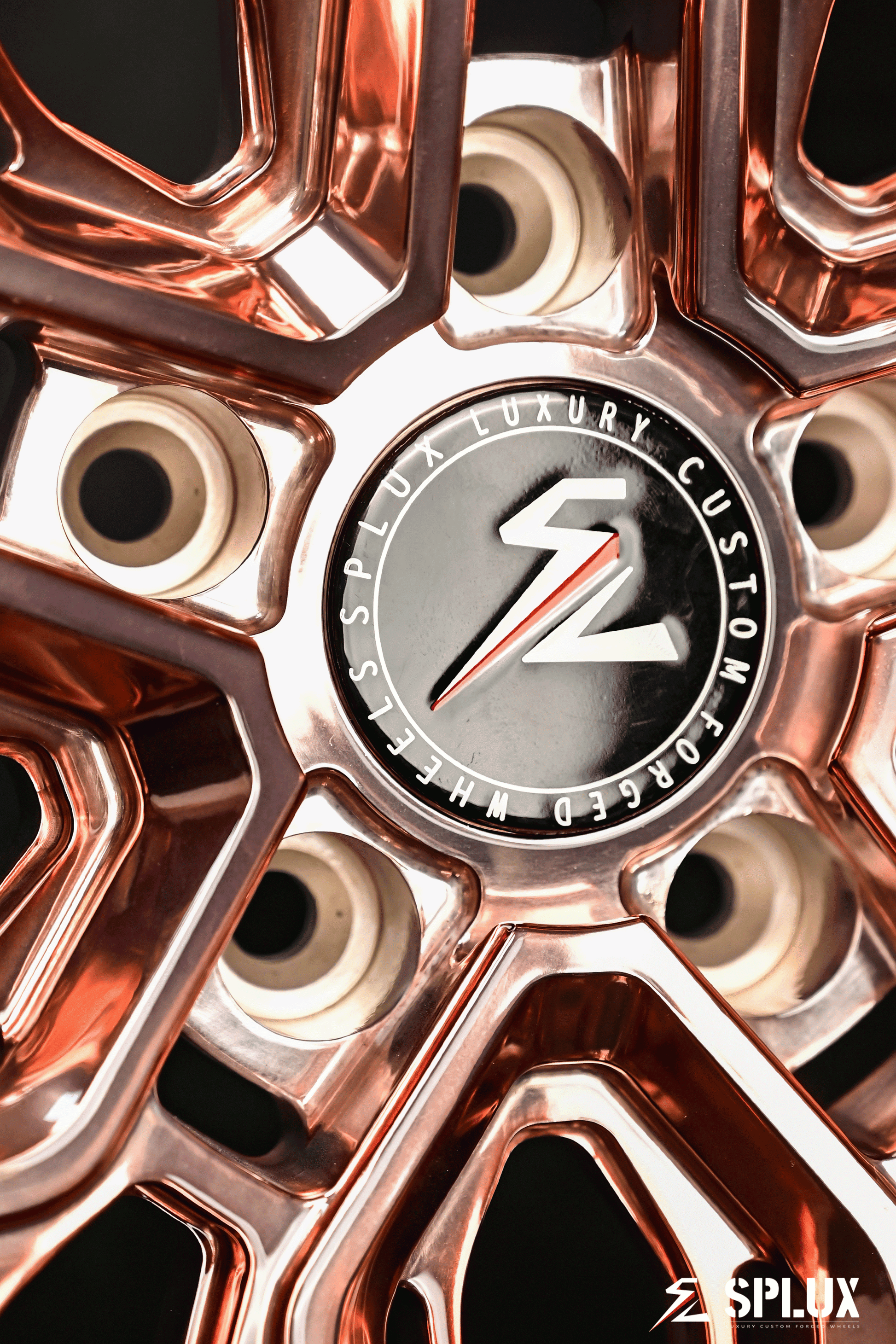 2016 z06 wheels for sale by Splux SA-02  with rose gold custom forged aftermarket rims on 19/20-inch oem size.