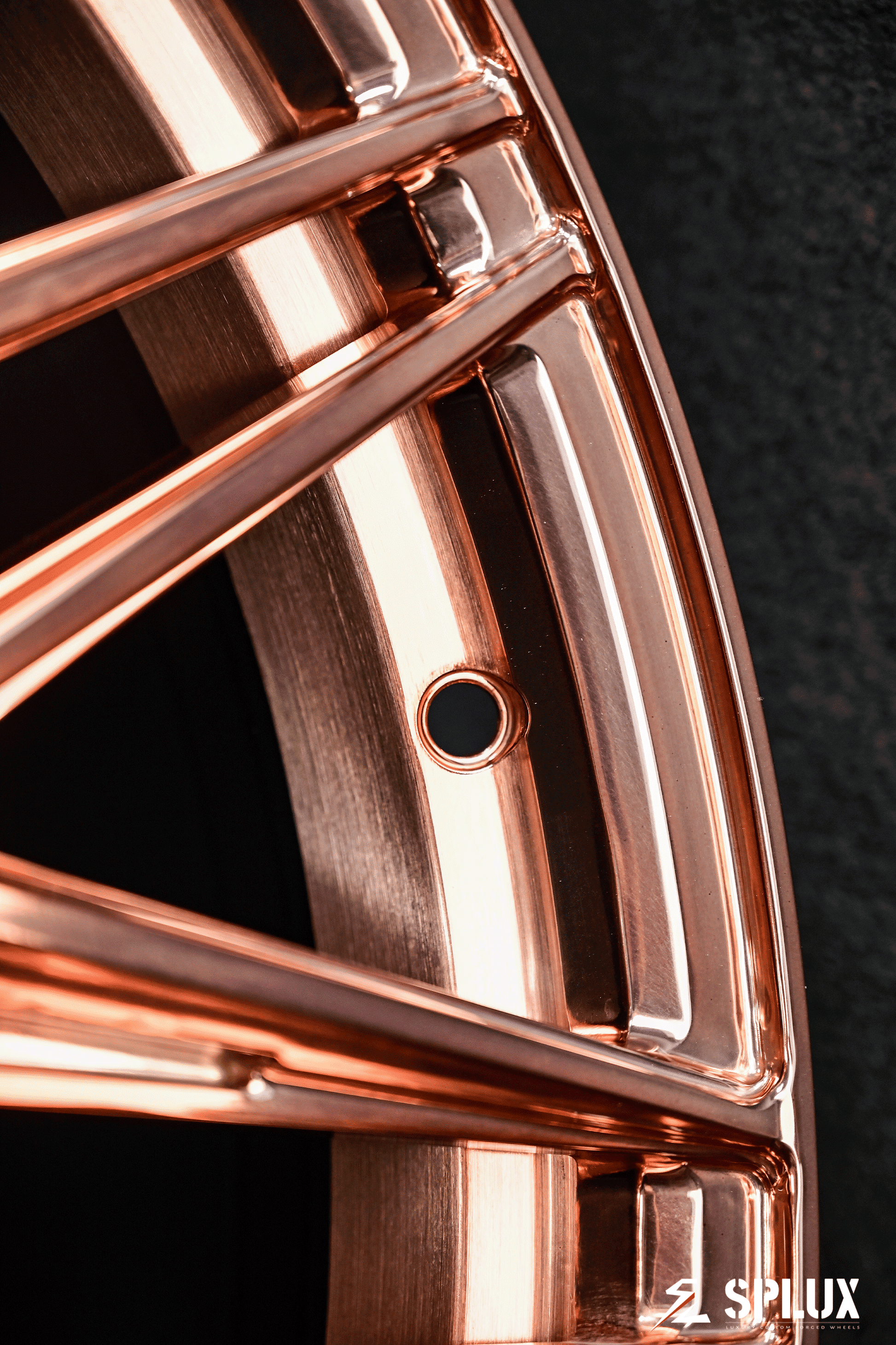 Custom wheels for 2016 z06 monoblock forged by Splux SA-02 with rose gold, tailored for C7 Corvette.