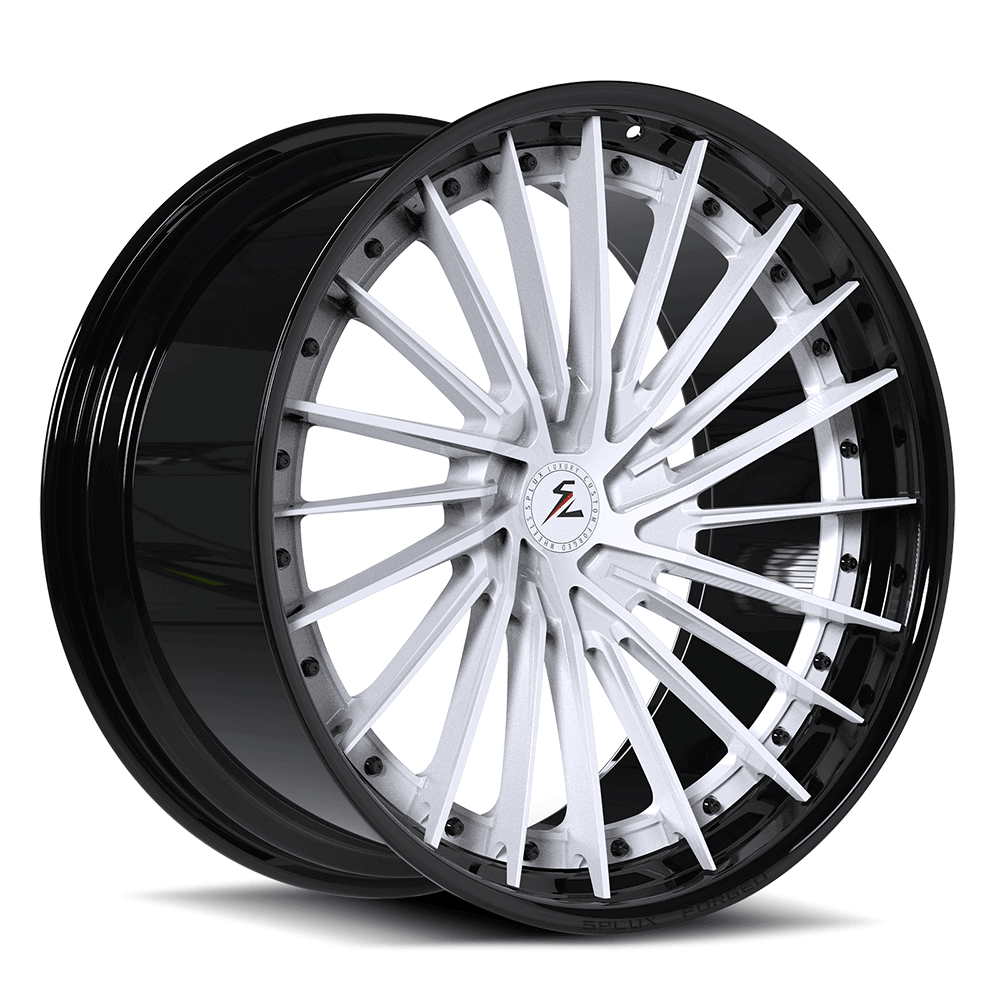White trucks with white rims: Chevrolet Silverado SA-04 22-inch forged concave wheels, 6061-T6 lightweight.