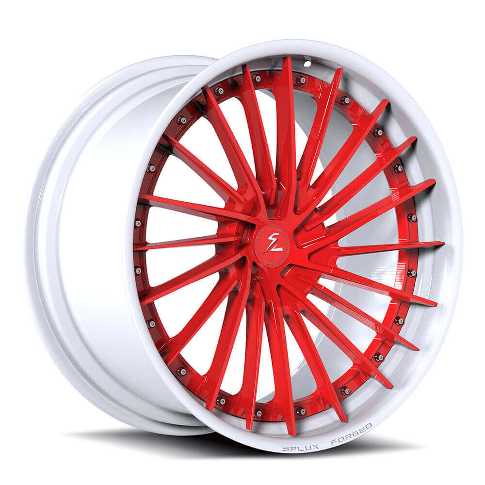 White and black rims for Subaru WRX: SA-04 19-inch custom forged 2-piece concave 6061-T6 alloy wheels.