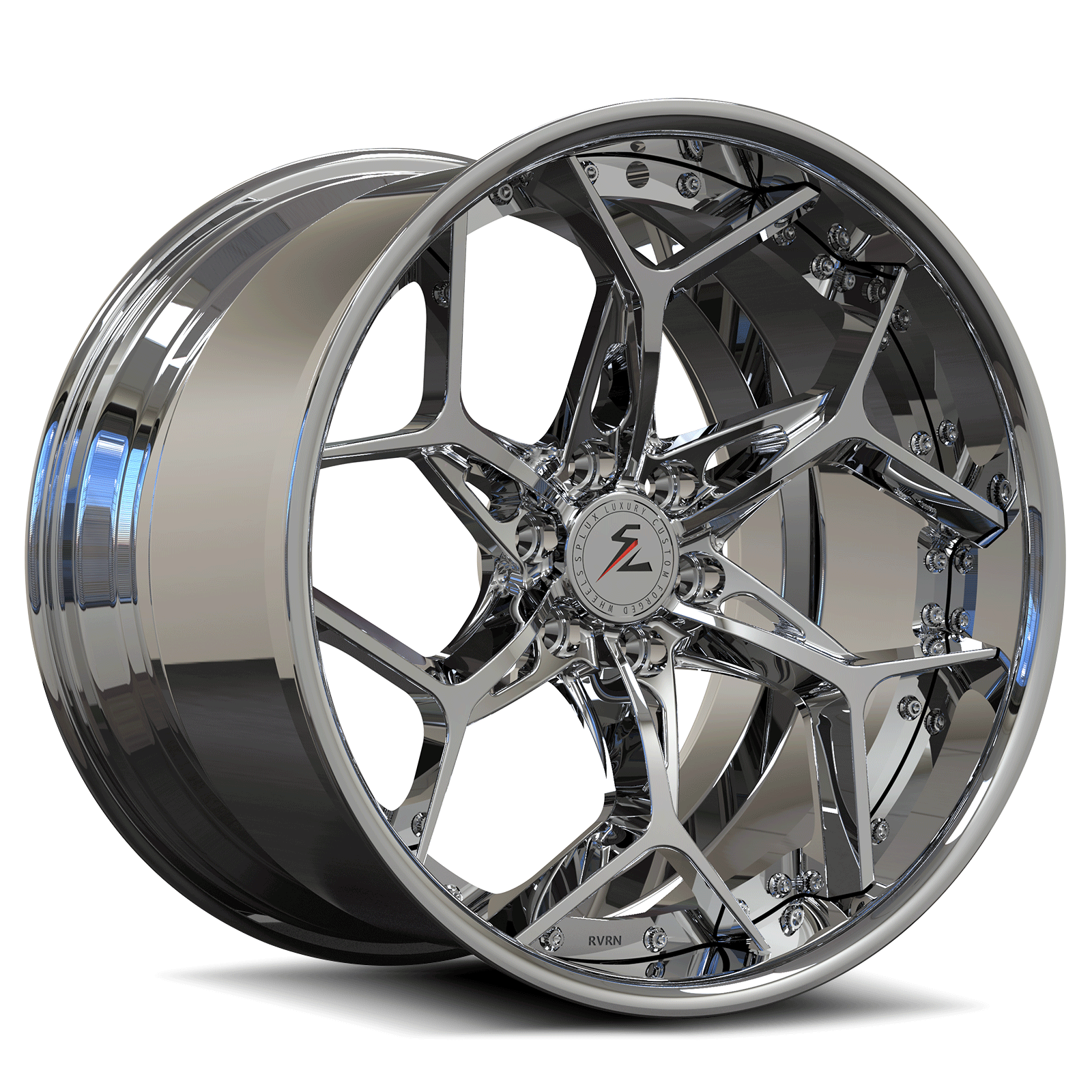 Lotus Elise aftermarket wheels, custom deep lip rims, chrome, created by Splux.