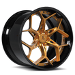 Lotus aftermarket parts, custom 2-piece wheels, gold, black, designed by Splux.