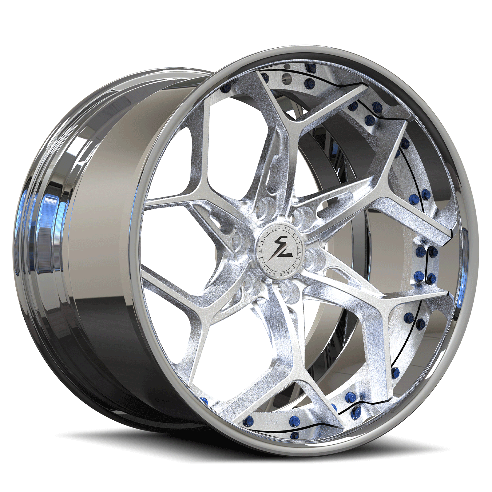 2005 Lotus Elise aftermarket parts, custom wheels, silver, by Splux.