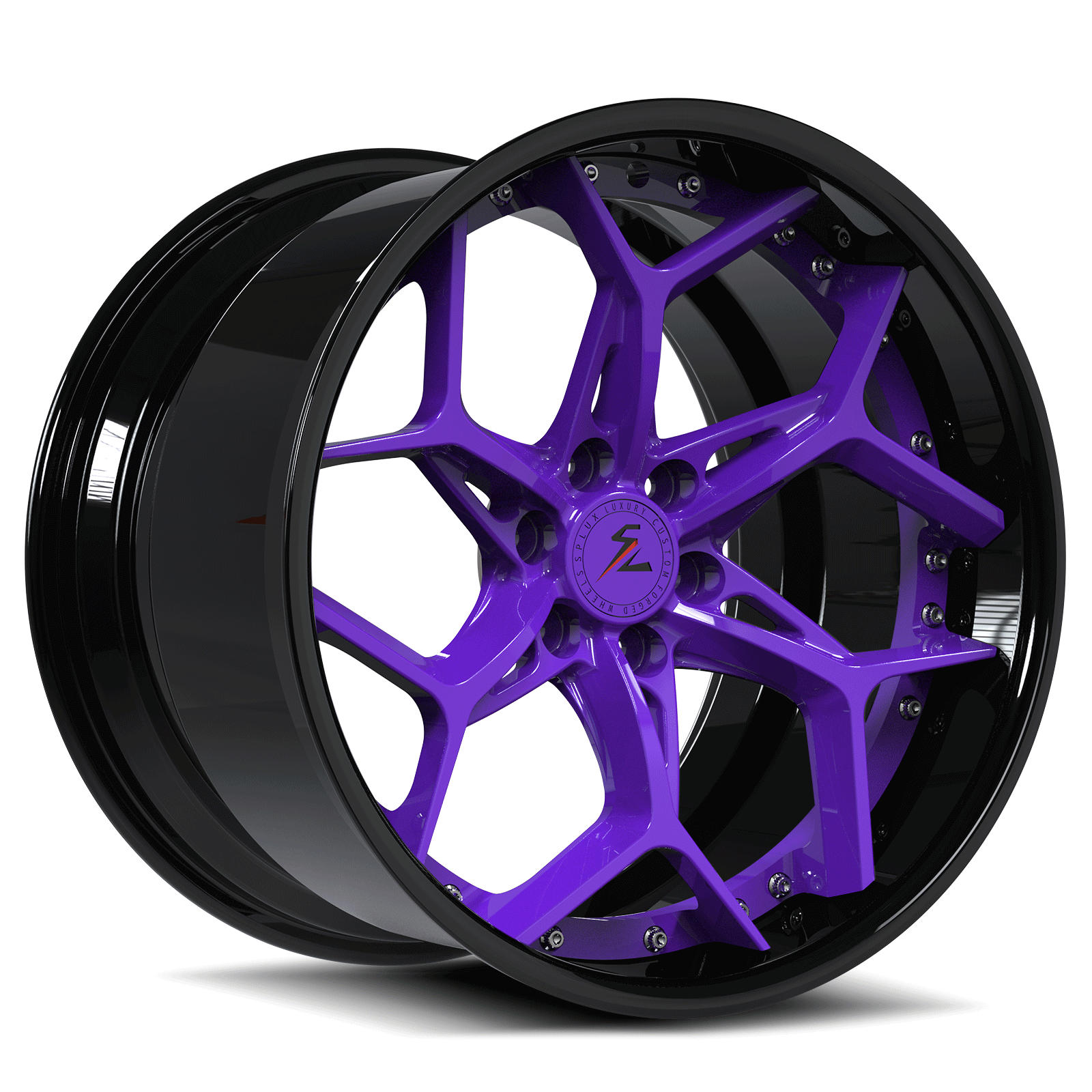 SA-05 forged 2-piece Y-spoke aggressive wheels for Lotus Elise — purple black spoke detail