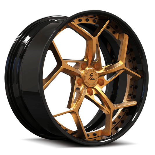 deep dish rims for 2002-2025 mustang gt, custom gold fully forged 2-piece ford aftermarket rims with nice offset