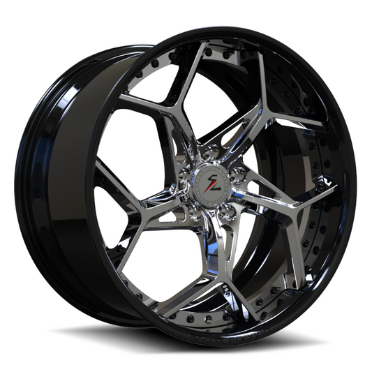 SA-05 piano black chrome forged wheels for Ford Mustang GT - luxury 2-piece alloys