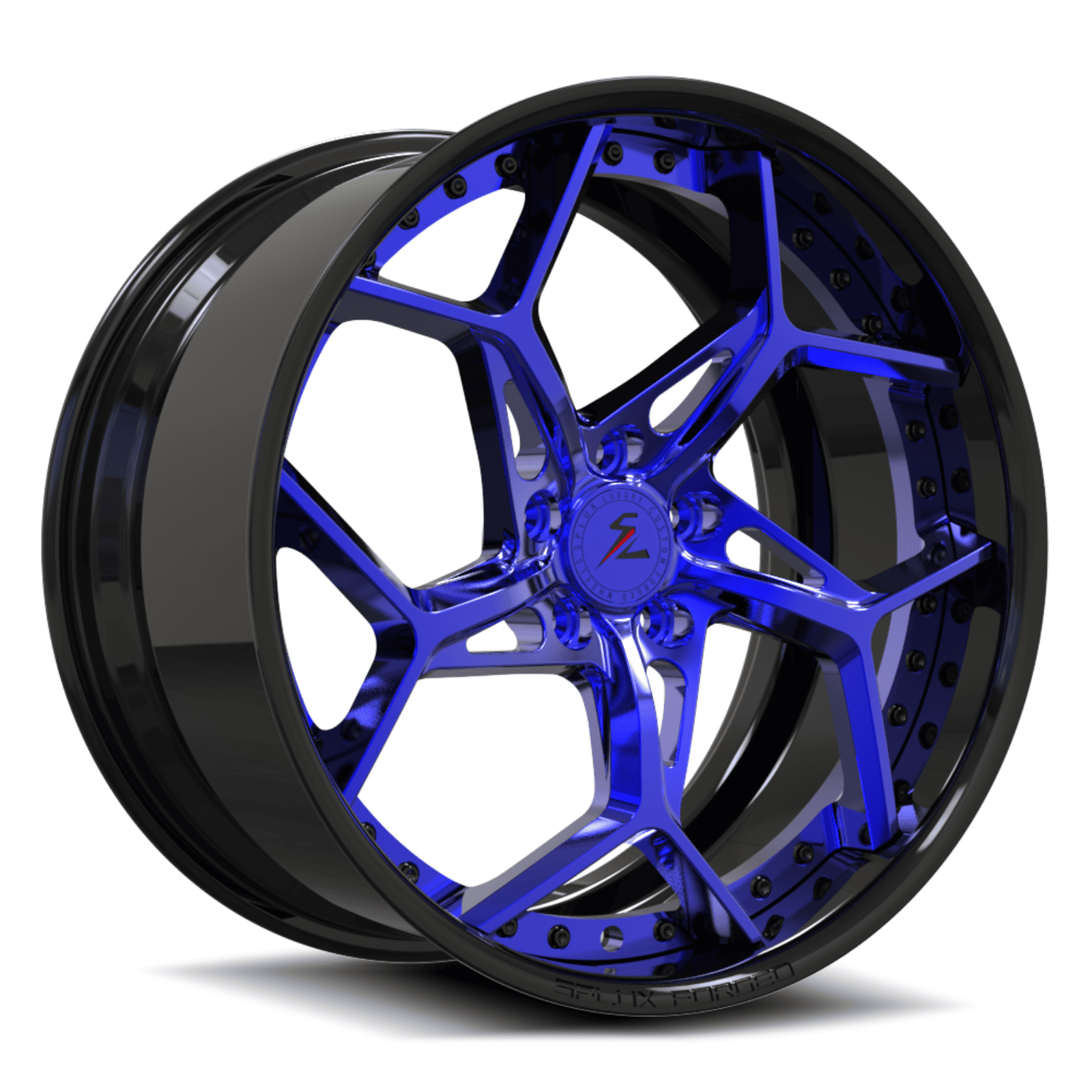 2014 mustang gt deep ompact blue matching wheels,2024  mustang gt forged wheels with polished blue finish.