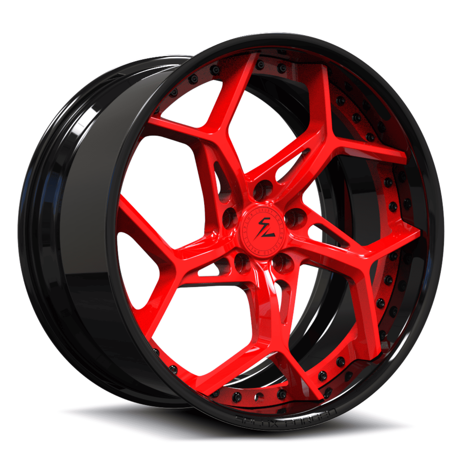 SA-05 piano black red forged wheels for Mustang GT - custom 2-piece rims