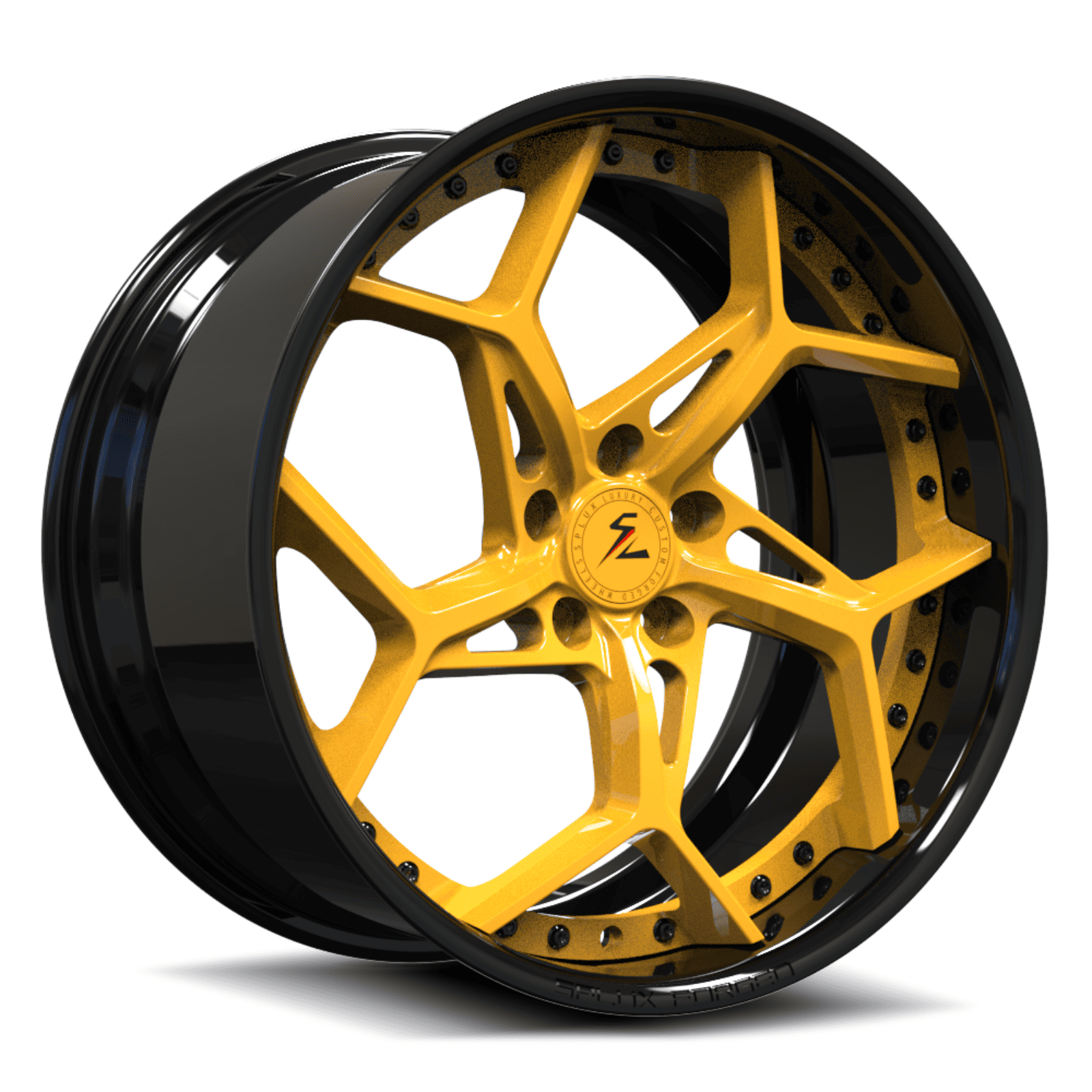 deep dish rims mustang gt black,mustang gt aftermarket wheels with yellow finish.