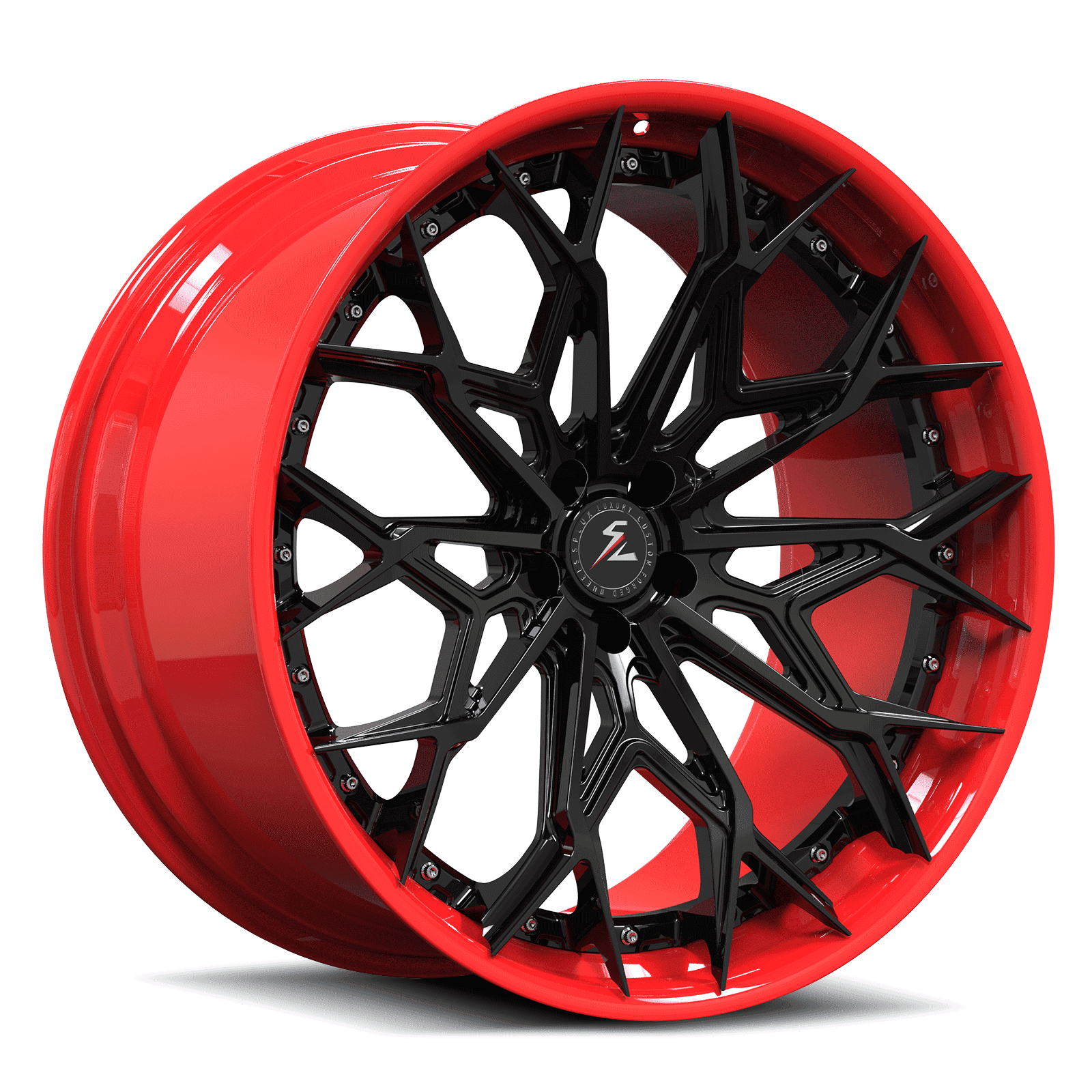 2008,1983,2017 dodge challenger custom wheels,custom forged 2-piece aftermarket deep dish wheels,19s,aggressive,black,red,SA-07.