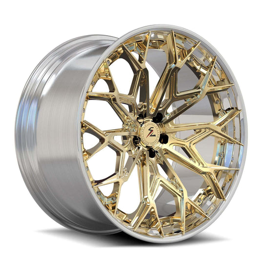 SA-07 frozen gold polished forged wheels for 2021 Chevrolet Silverado Trail Boss - custom rims