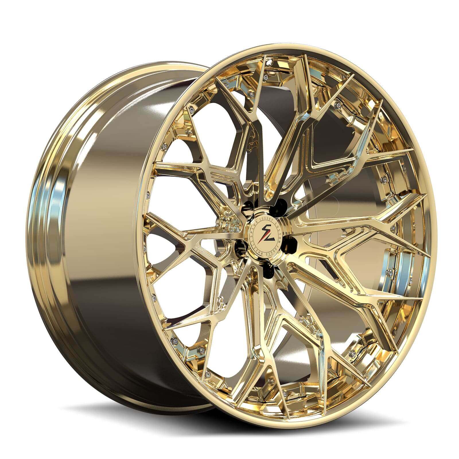 SA-07 frozen gold forged wheels for 2026 Lucid Gravity - deep dish custom rims