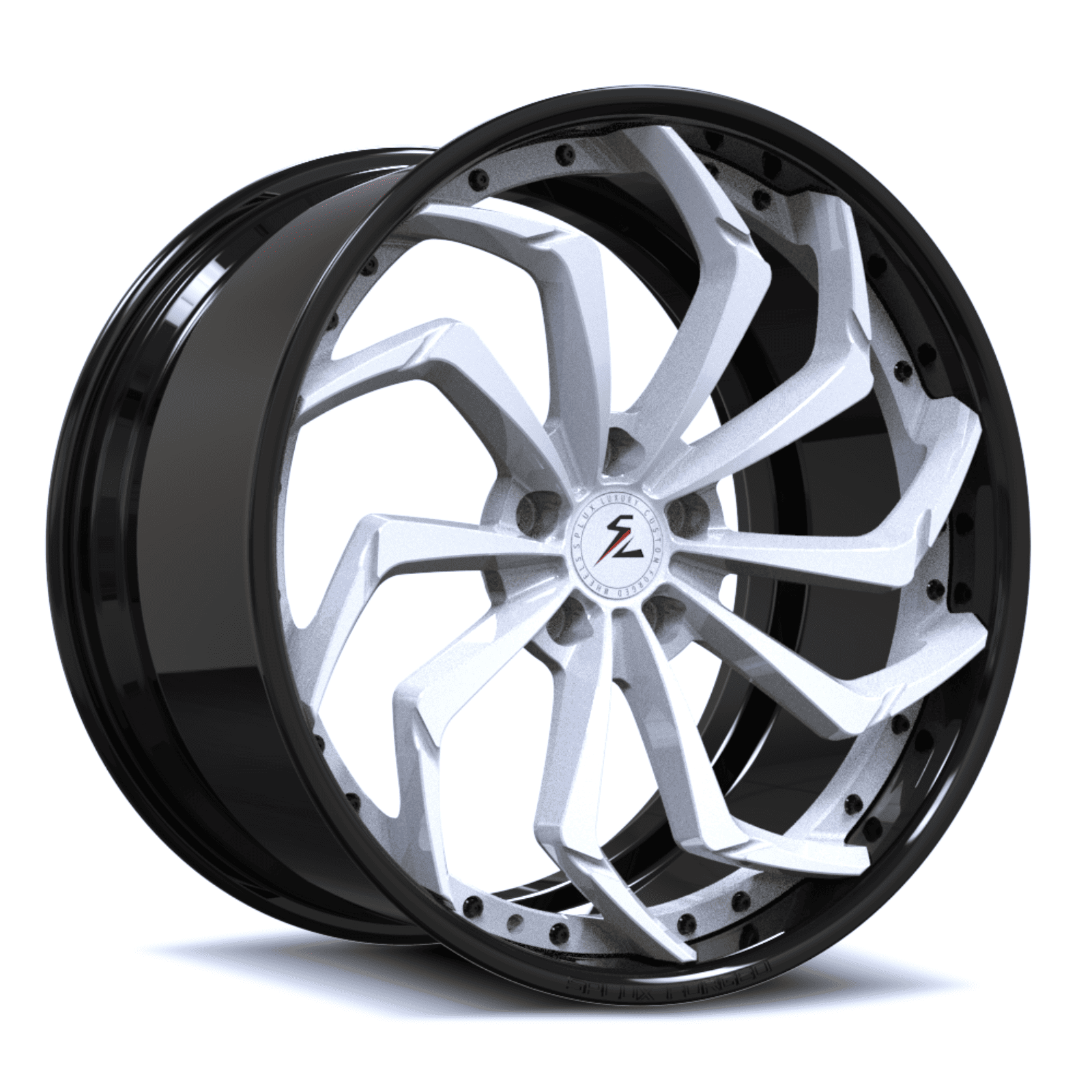 22 inch white rims with directional spoke design.black and white rims with lip for audi q5, audi a7.