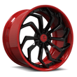 SA-08 black with brushed red forged 2-piece wheels for the Coupe DeVille - directional aftermarket wheels