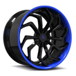 SA-08 black and ocean blue forged 2-piece wheels for the 1975 Cadillac - aggressive custom wheels
