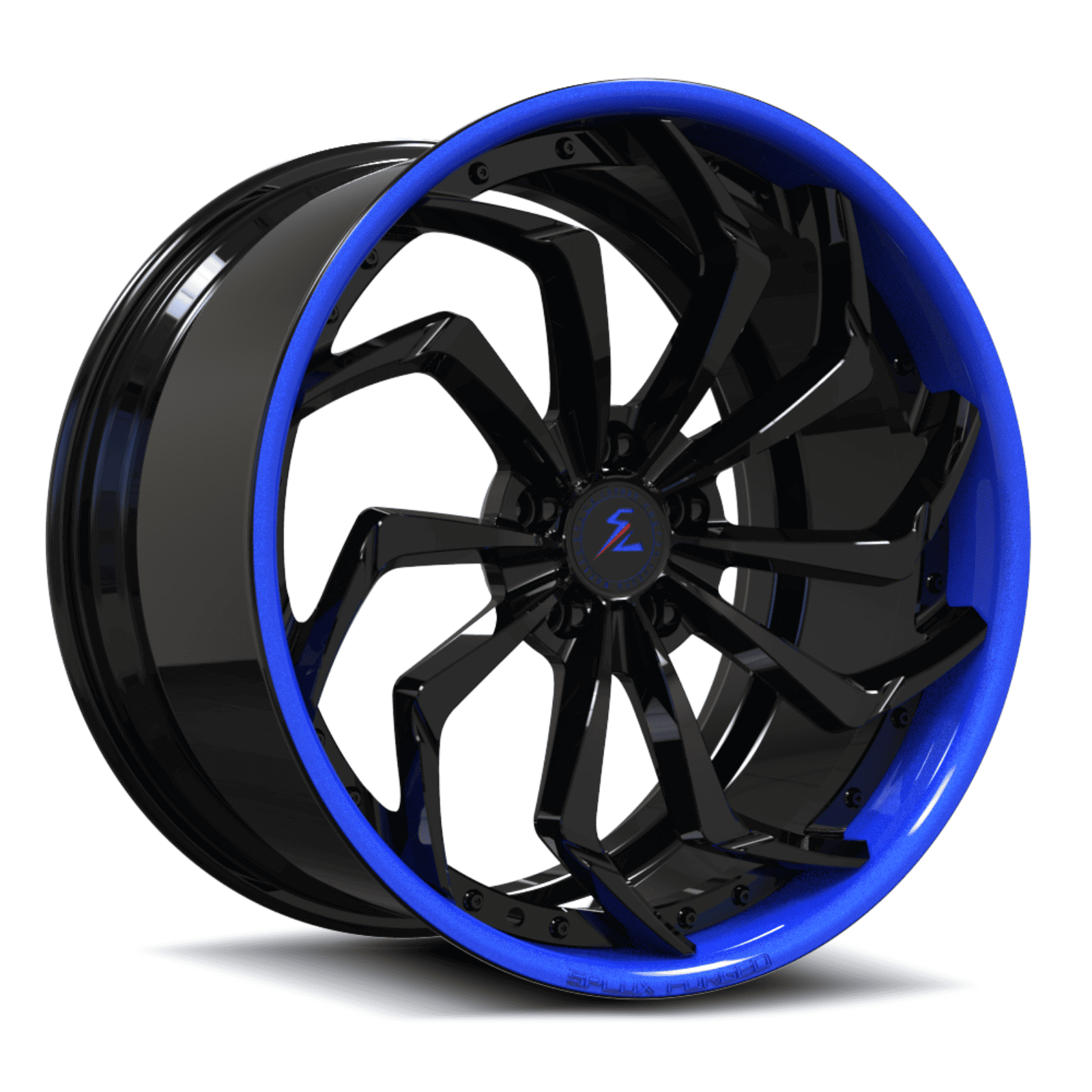 SA-08 black and ocean blue forged 2-piece wheels for the 1975 Cadillac - aggressive custom wheels