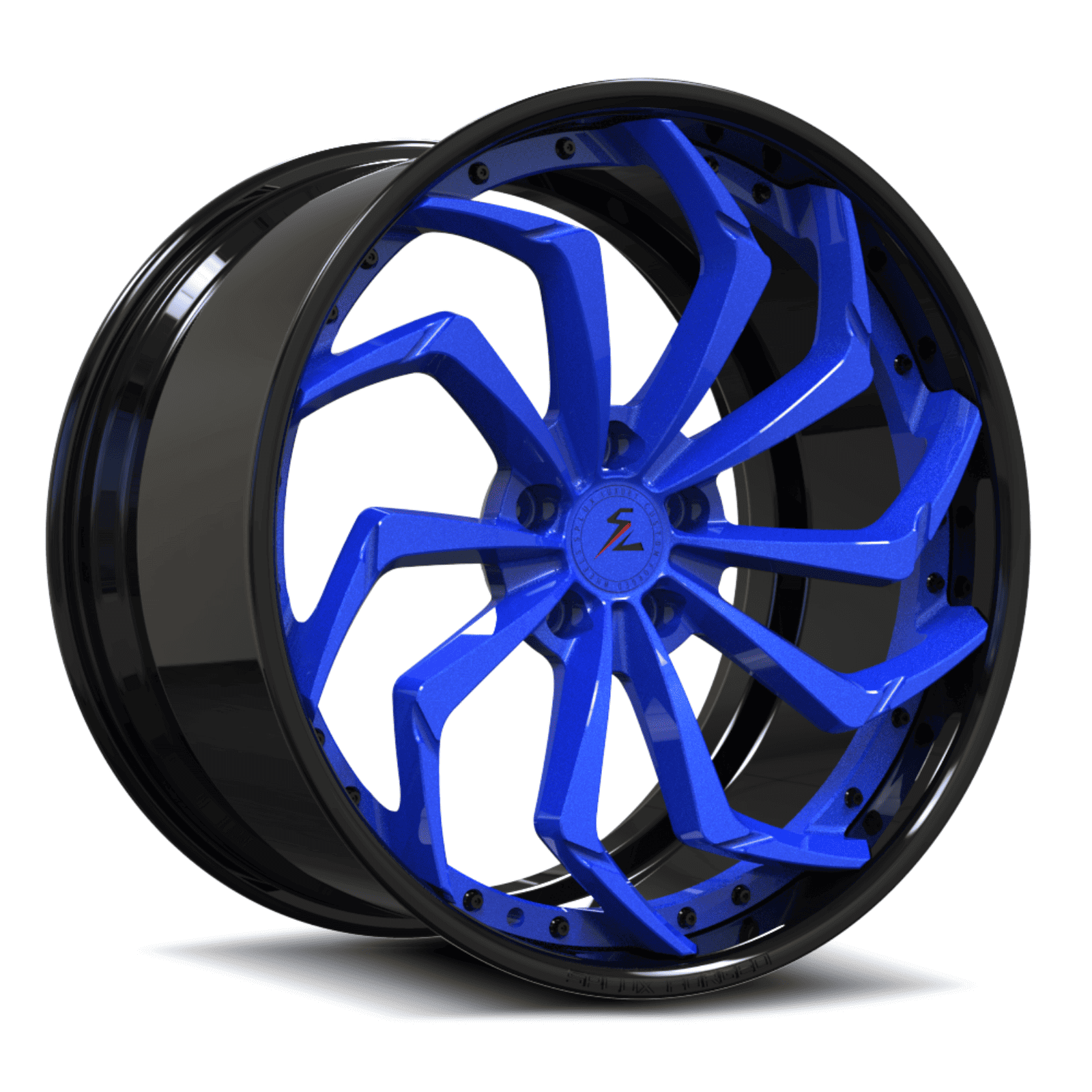 SA-08 black and ocean blue forged wheels for Cadillac Coupe DeVille - aggressive custom rims