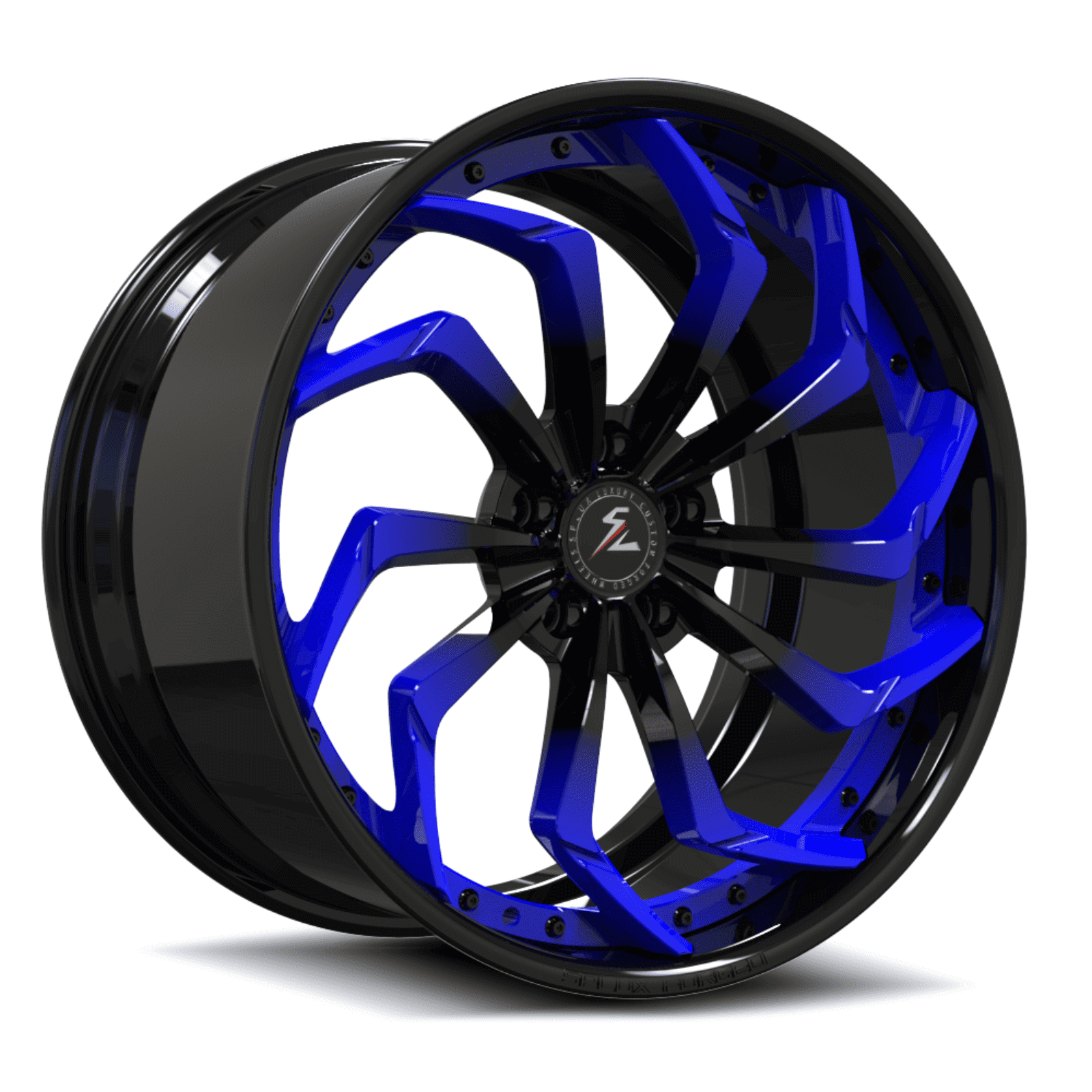 SA-08 black and ocean blue forged wheels for Cadillac Coupe DeVille - lightweight custom alloys