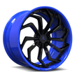 SA-08 black and ocean blue forged 2-piece wheels for the Coupe DeVille - directional aftermarket wheels