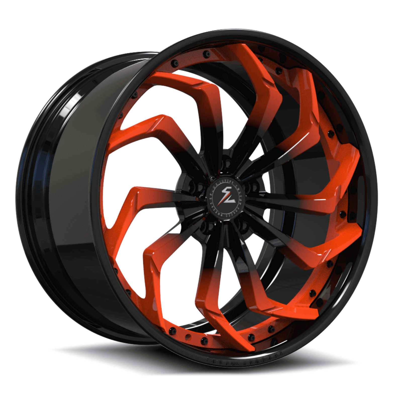 SA-08 black and orange forged wheels for Cadillac Coupe DeVille - aggressive custom rims