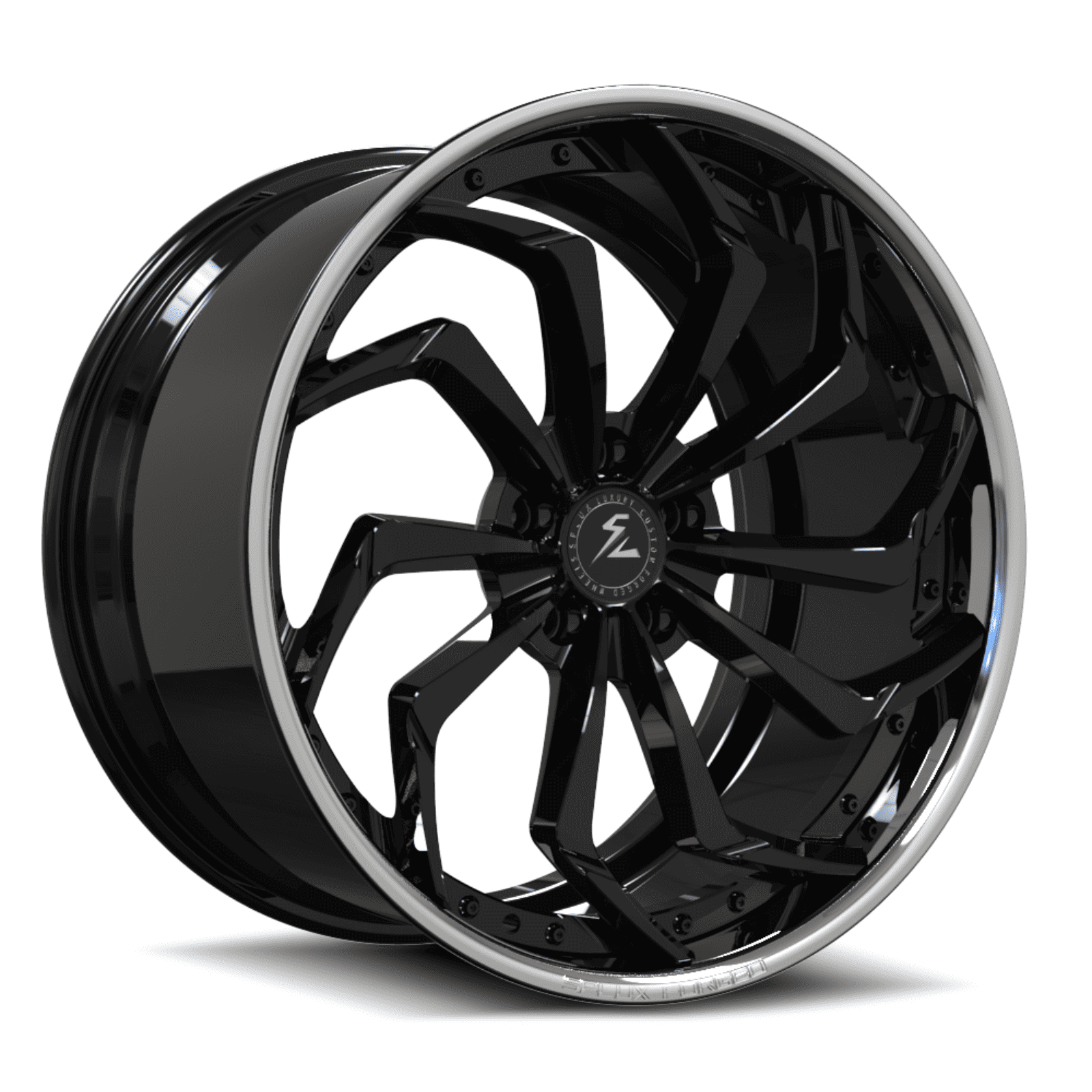 SA-08 black with polished lip forged 2-piece wheels for the Coupe DeVille - custom deep dish wheels