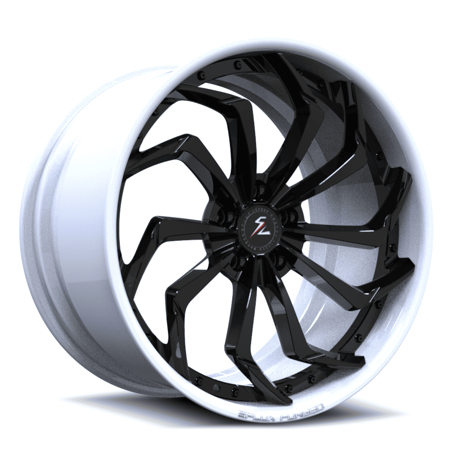 SA-08 black and white forged 2-piece wheels for the Coupe DeVille - directional aftermarket wheels