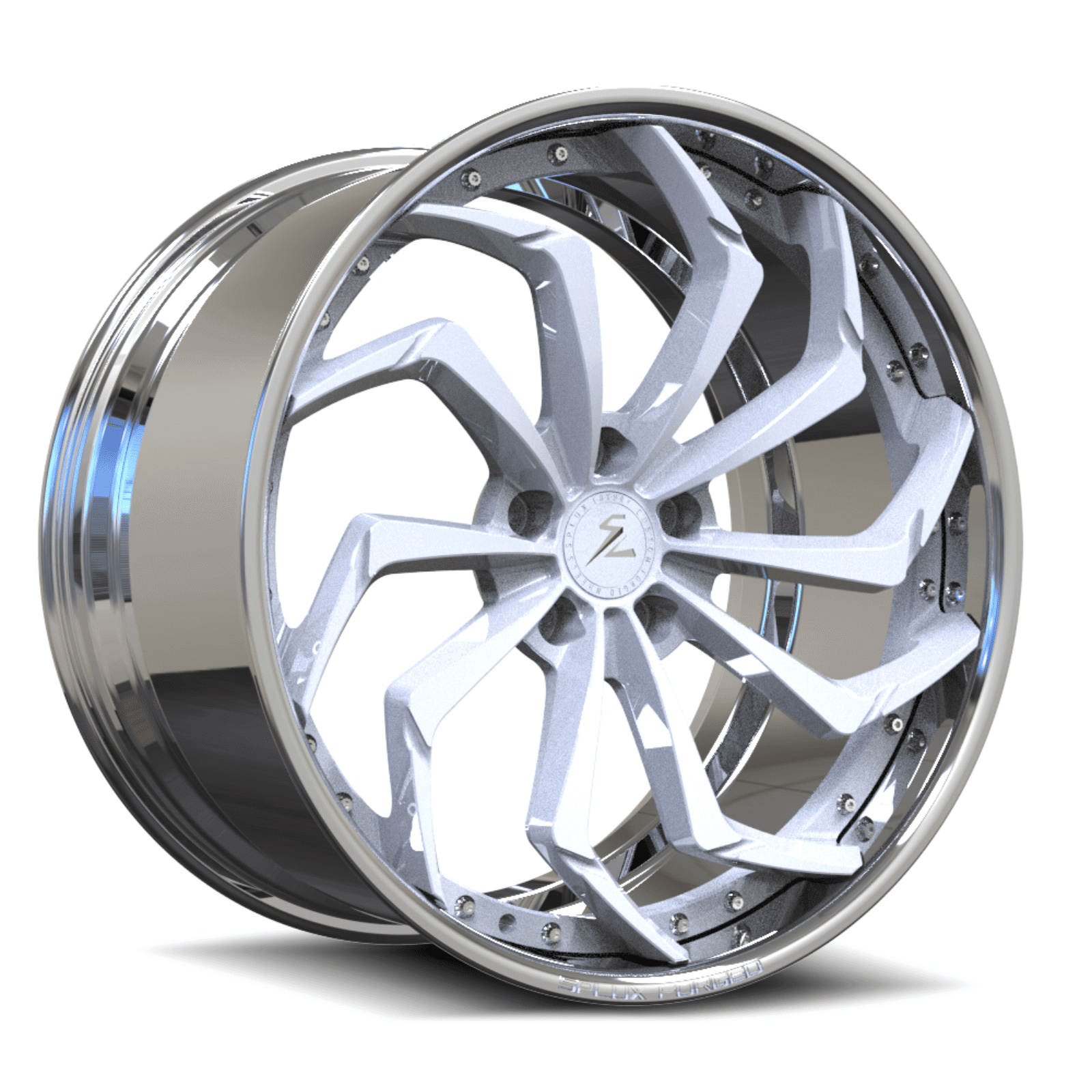 SA-08 chrome and white forged wheels for Cadillac Coupe DeVille - aggressive custom rims