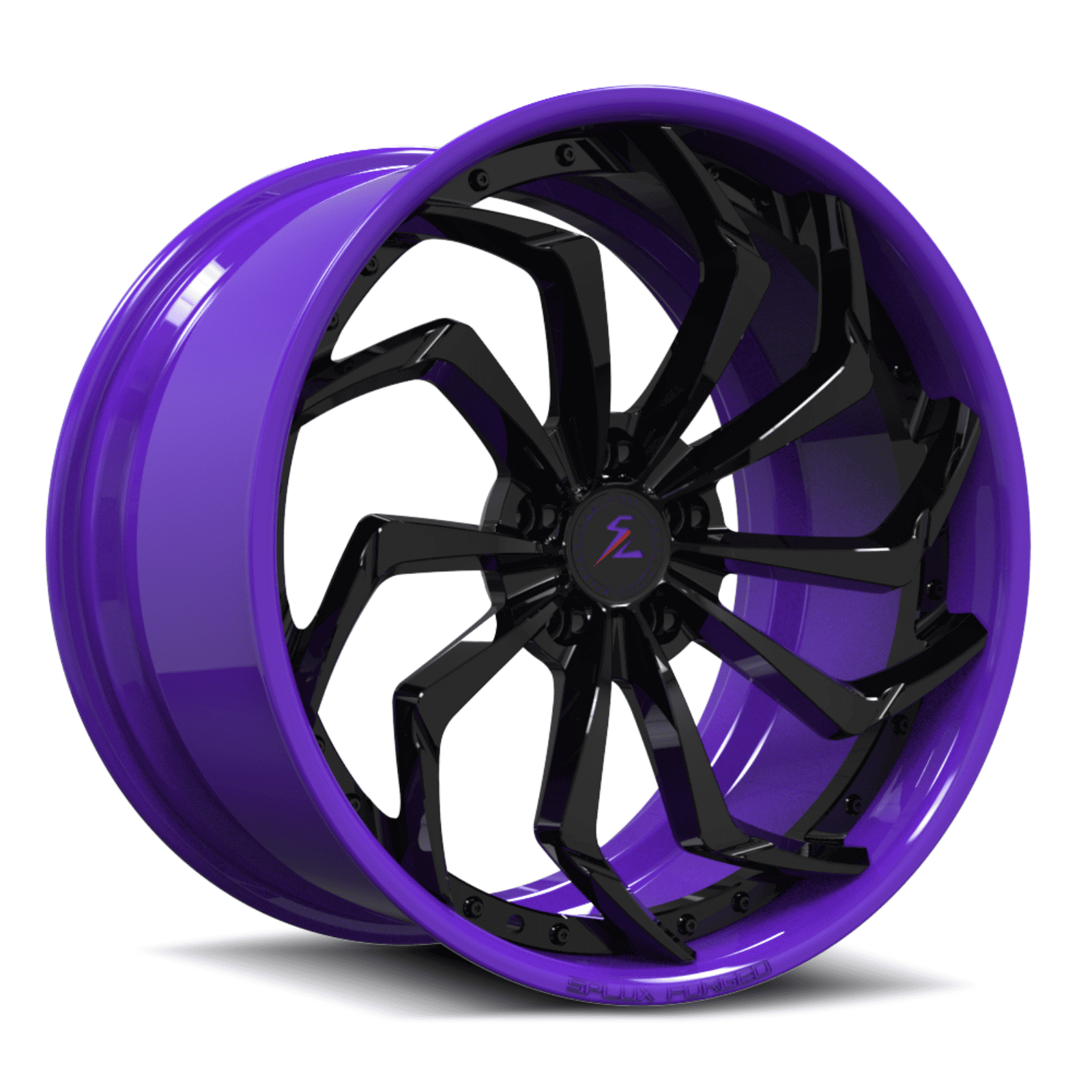 SA-08 purple and black forged 2-piece wheels for the Coupe DeVille - custom deep dish wheels