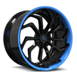 SA-08 rapid blue and black forged 2-piece wheels for the 1975 Cadillac - custom deep dish wheels