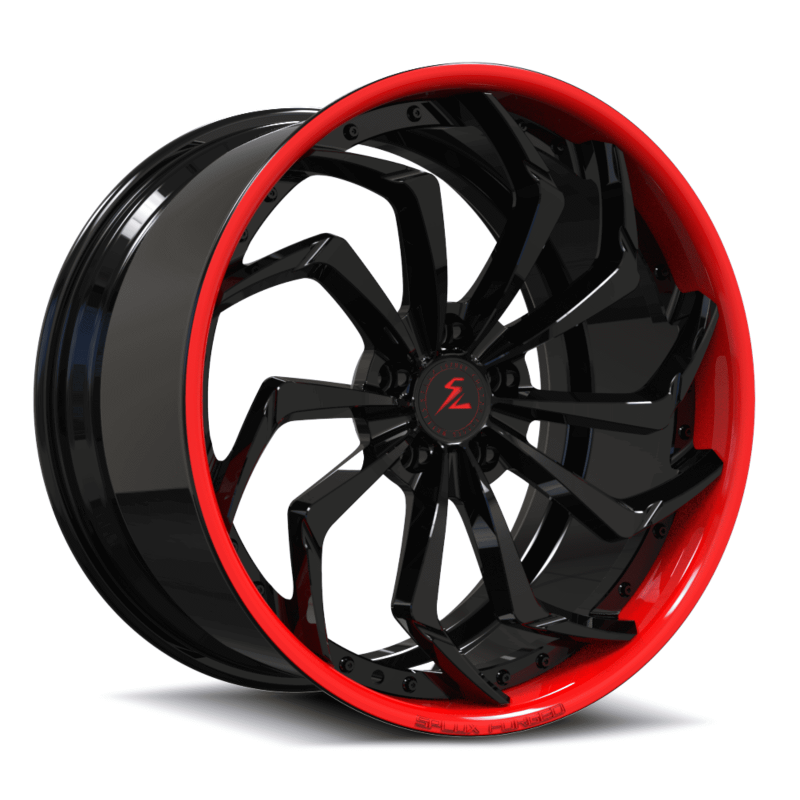 SA-08 red and black forged 2-piece wheels for the 1975 Cadillac - lightweight aftermarket wheels