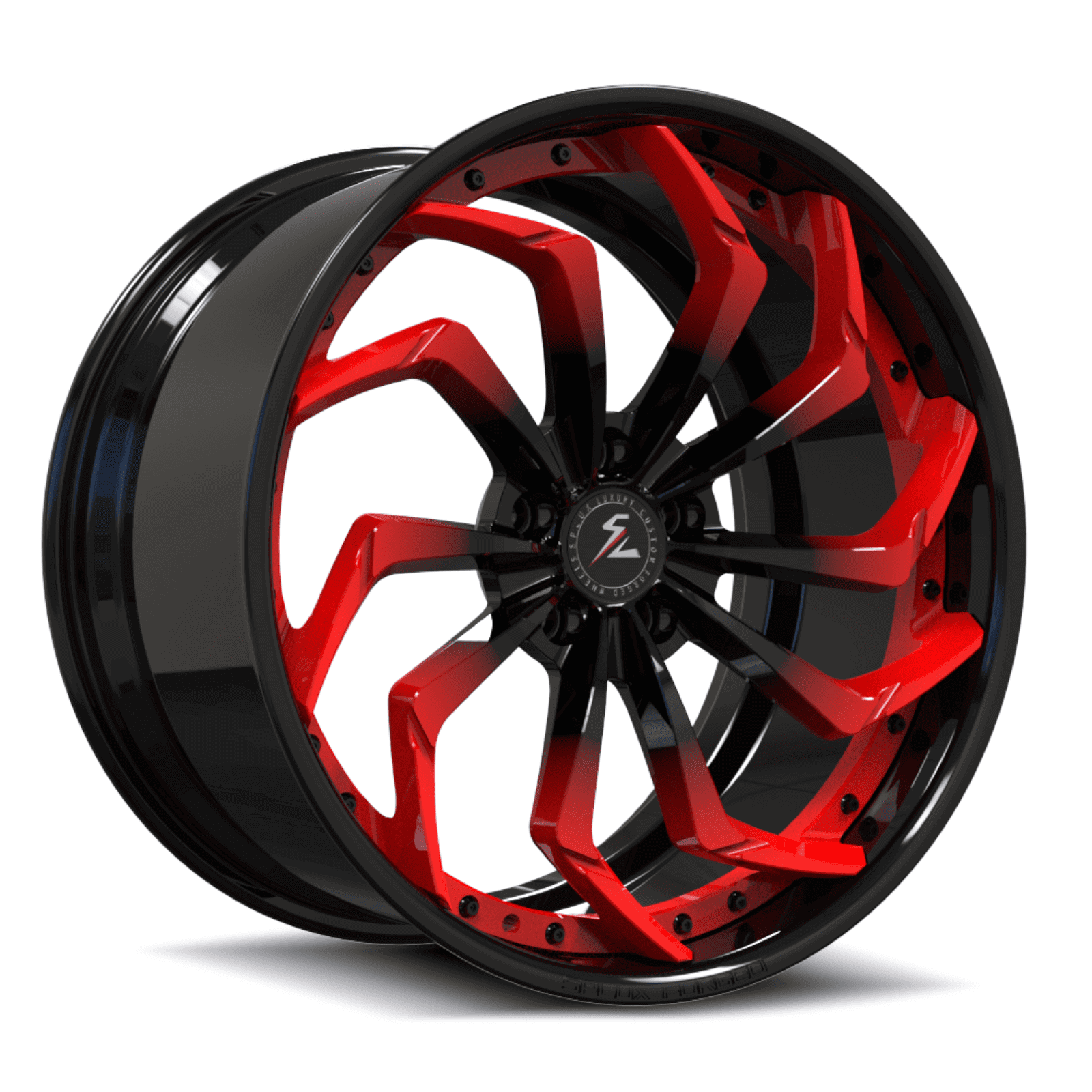 SA-08 red and black forged 2-piece wheels for the 1975 Cadillac - custom deep dish wheels