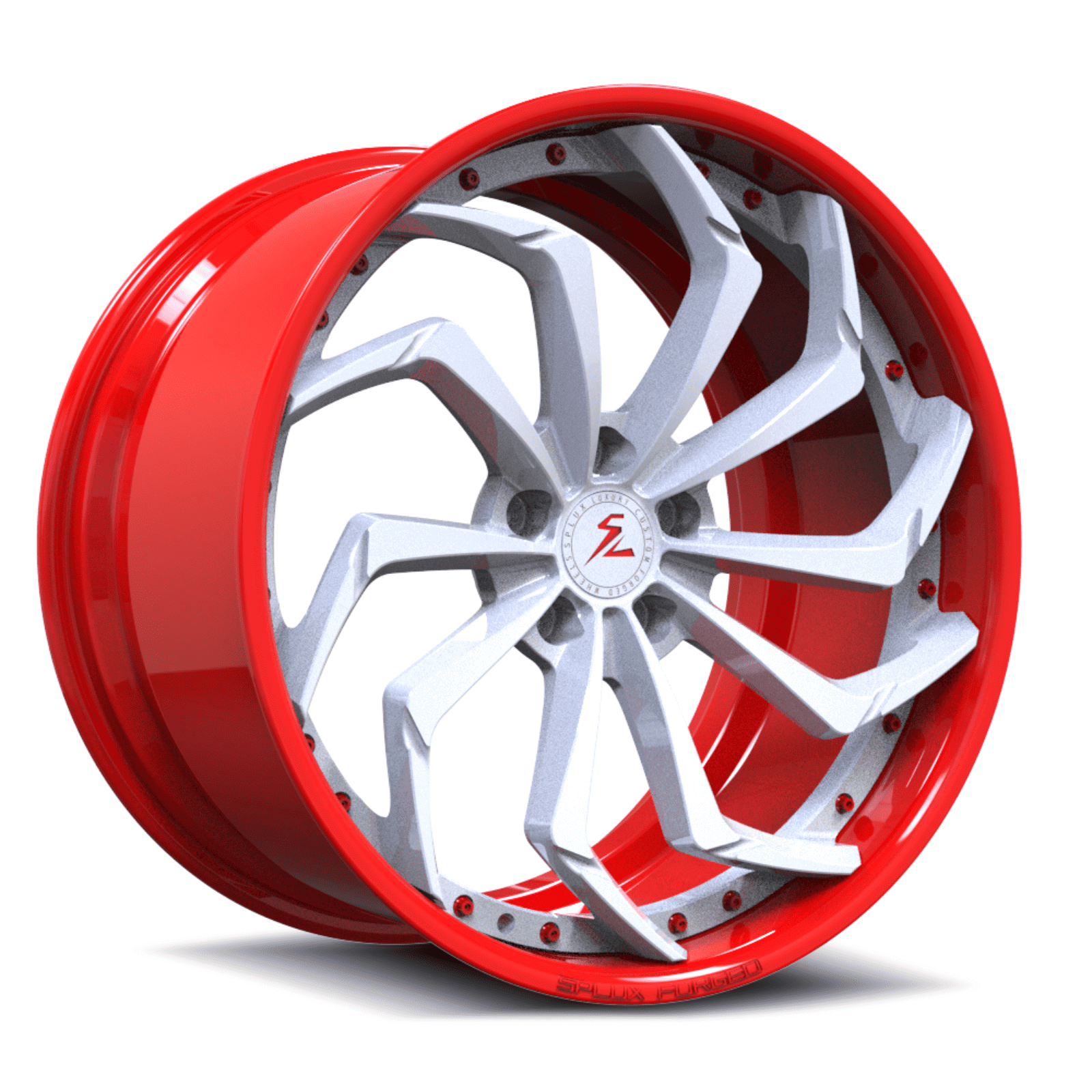 SA-08 red and white forged wheels for Cadillac Coupe DeVille - directional aftermarket rims