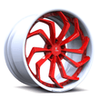 SA-08 red and white forged 2-piece wheels for the 1975 Cadillac - aggressive custom wheels