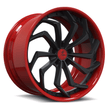 SA-08 satin black with brushed red forged wheels for Cadillac Coupe DeVille - aggressive custom rims