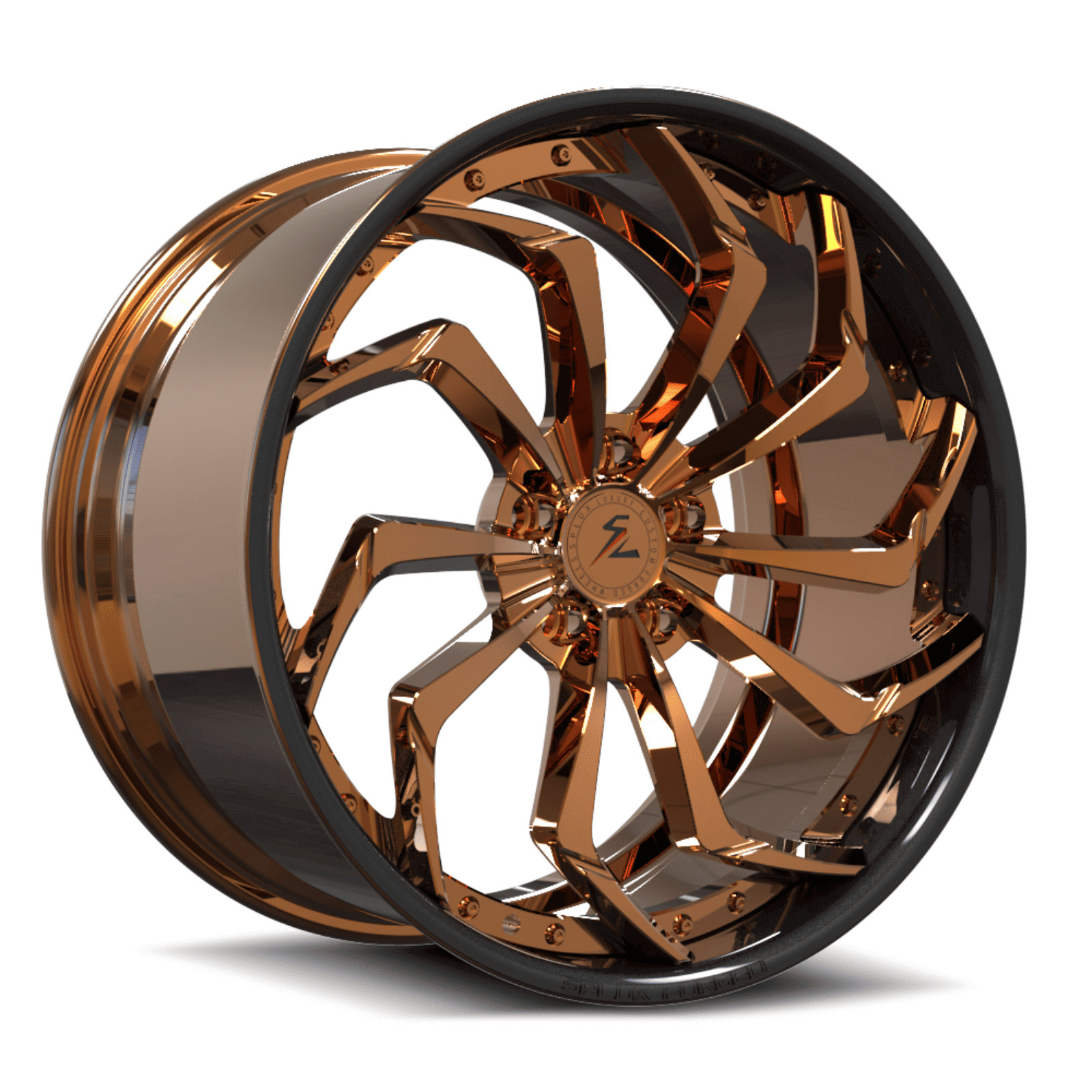 SA-08 transparent copper with black lip forged 2-piece wheels for the Coupe DeVille - custom deep dish wheels