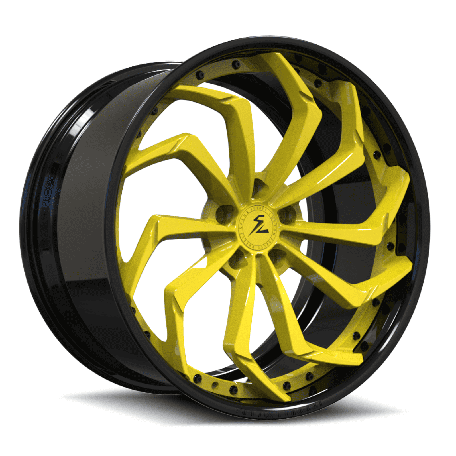 SA-08 yellow and black forged wheels for Cadillac Coupe DeVille - lightweight custom alloys