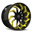 SA-08 yellow and black forged wheels for Cadillac Coupe DeVille - directional aftermarket rims