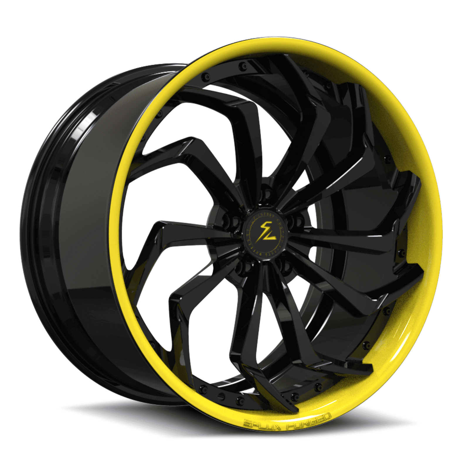 SA-08 yellow and black forged 2-piece wheels for the Coupe DeVille - custom deep dish wheels