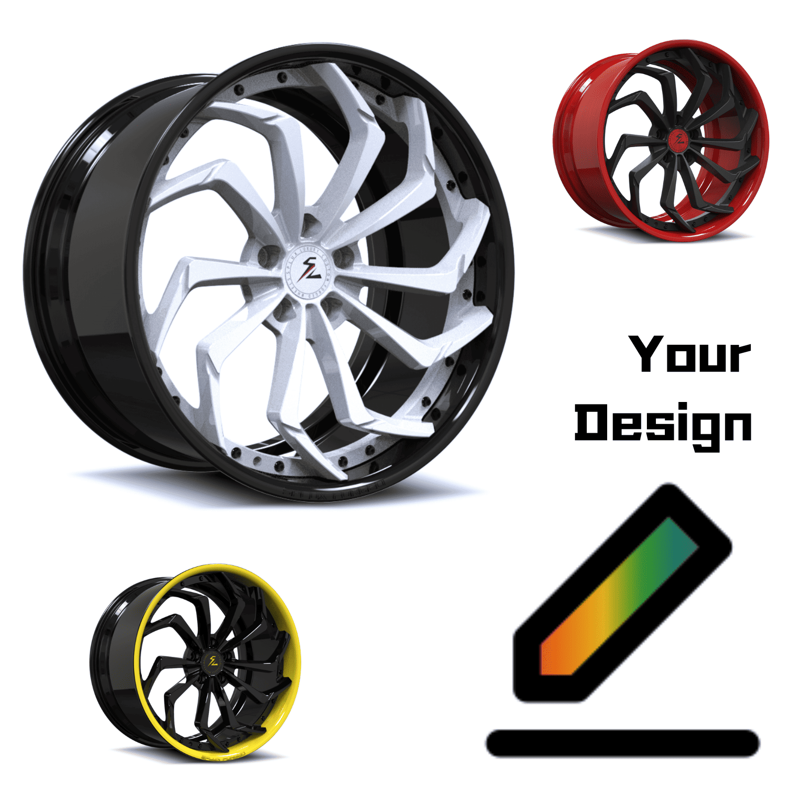 SA-08 forged 2-piece wheels for Cadillac Coupe DeVille - lightweight aftermarket wheels