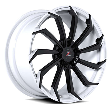 Splux SA-08M custom forged 19/20 inch Z06 C7 Corvette wheels and tires, directional, aggressive design, in white or black.