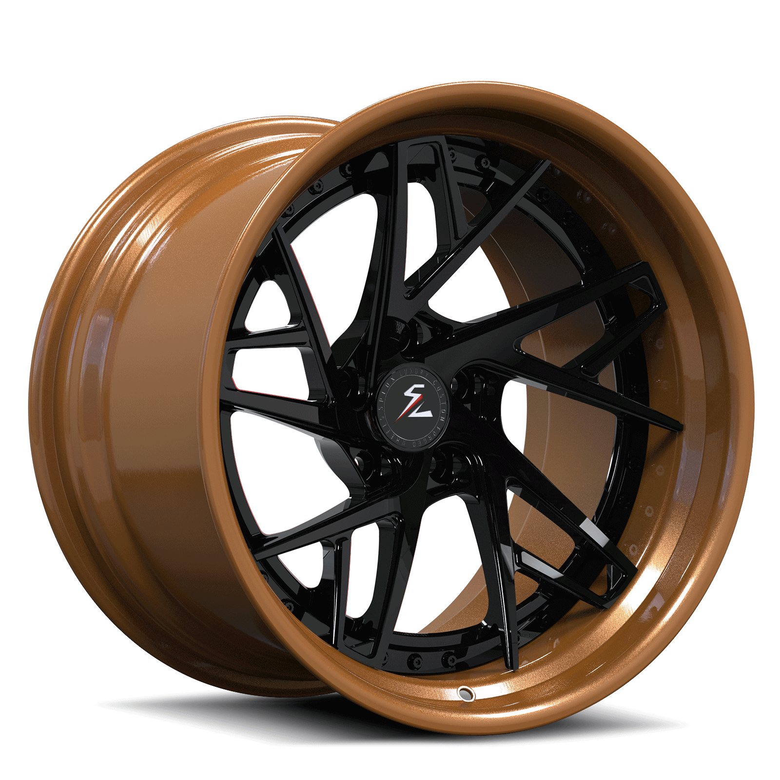 Splux SC-01 custom forged 2-piece super concave wheels for Chevy Impala — spoke and lip close-up.