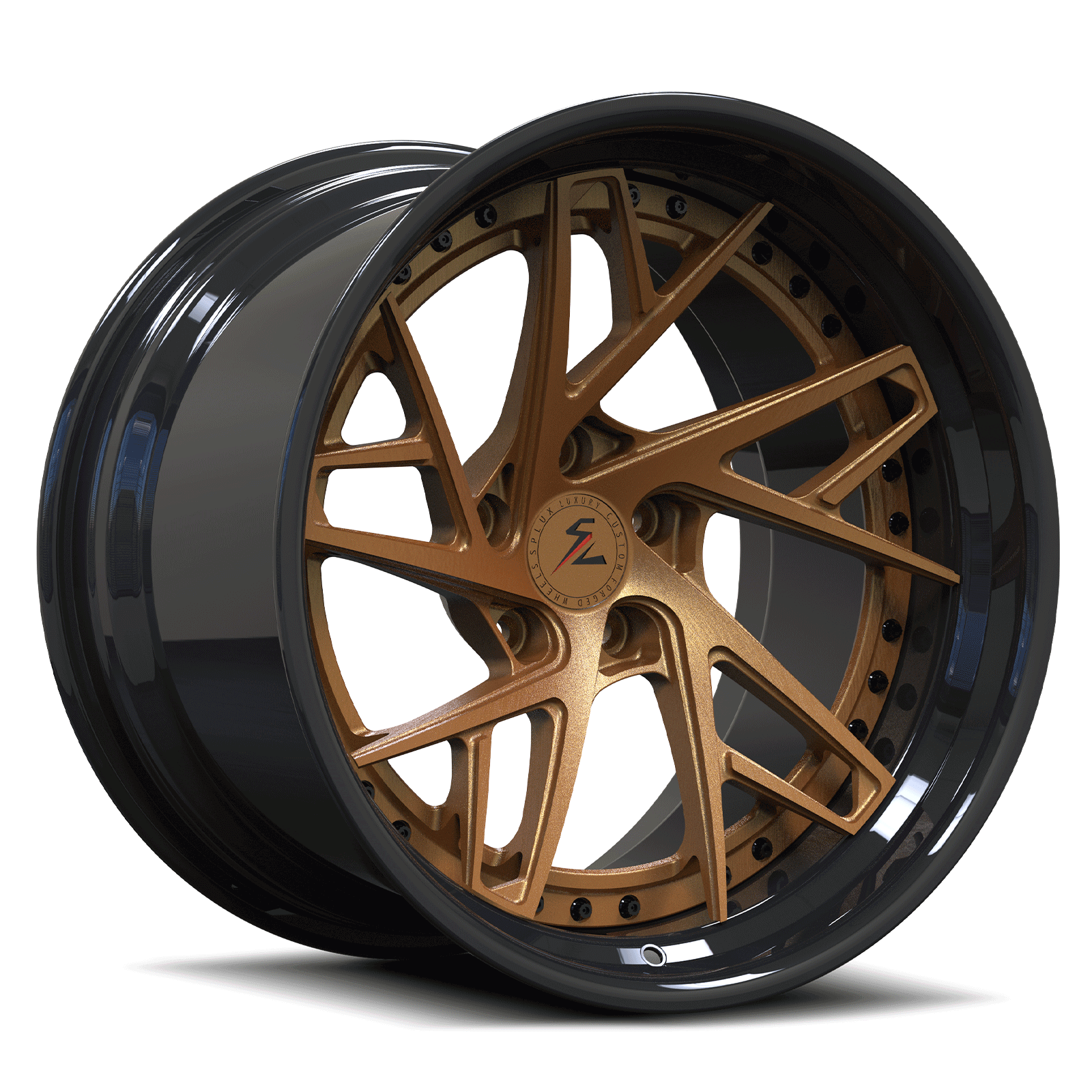 Splux SC-01 custom forged 2-piece super concave multi-spoke wheels for Chevy Impala — deep concave face view.