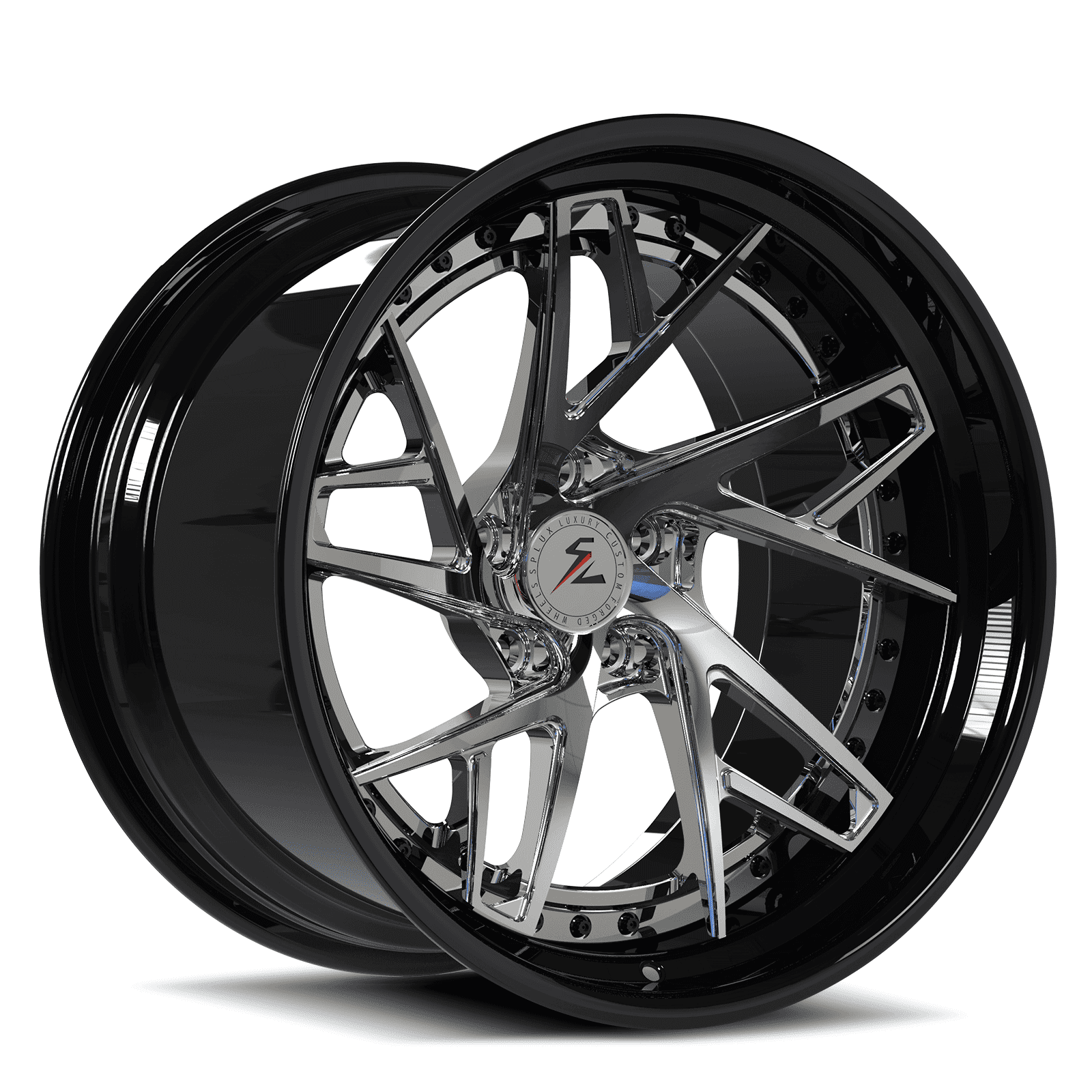 black chrome wheels for hellcat by SC-01. Super Deep Concave Custom Forged 2-Piece Rims, available in 17-26 inches.