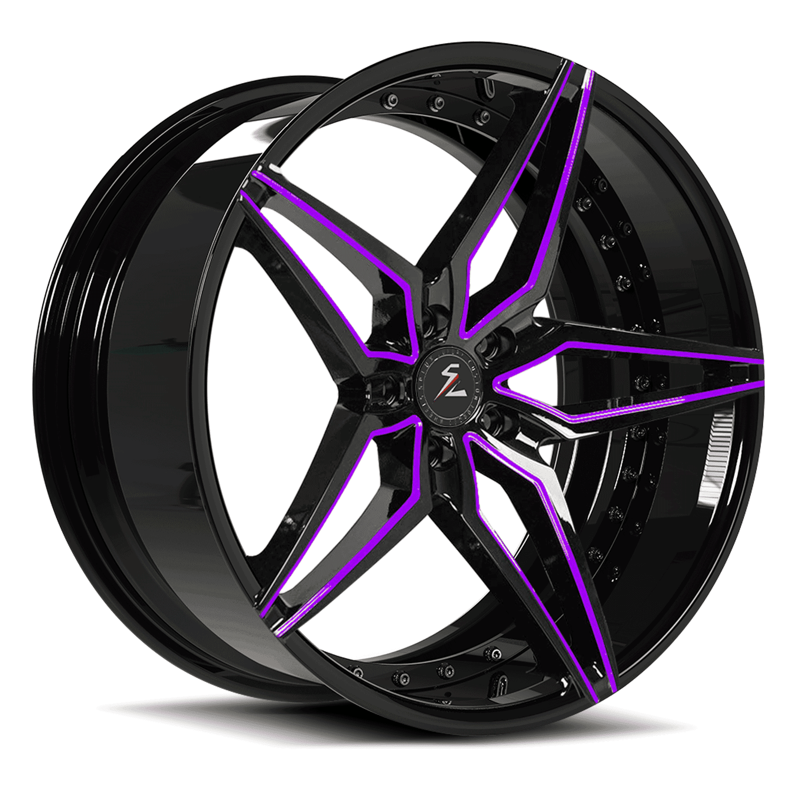 5-spoke wheels, 5x112 bolt pattern for Audi, BMW,Bentley.Splux luxury fully forged custom monoblock wheels with rivets.