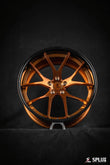 Detailed view of 20 inch piano black wheels with a super concave design for 2024 Corvette C8 Z06 HTC, including a custom center cap.