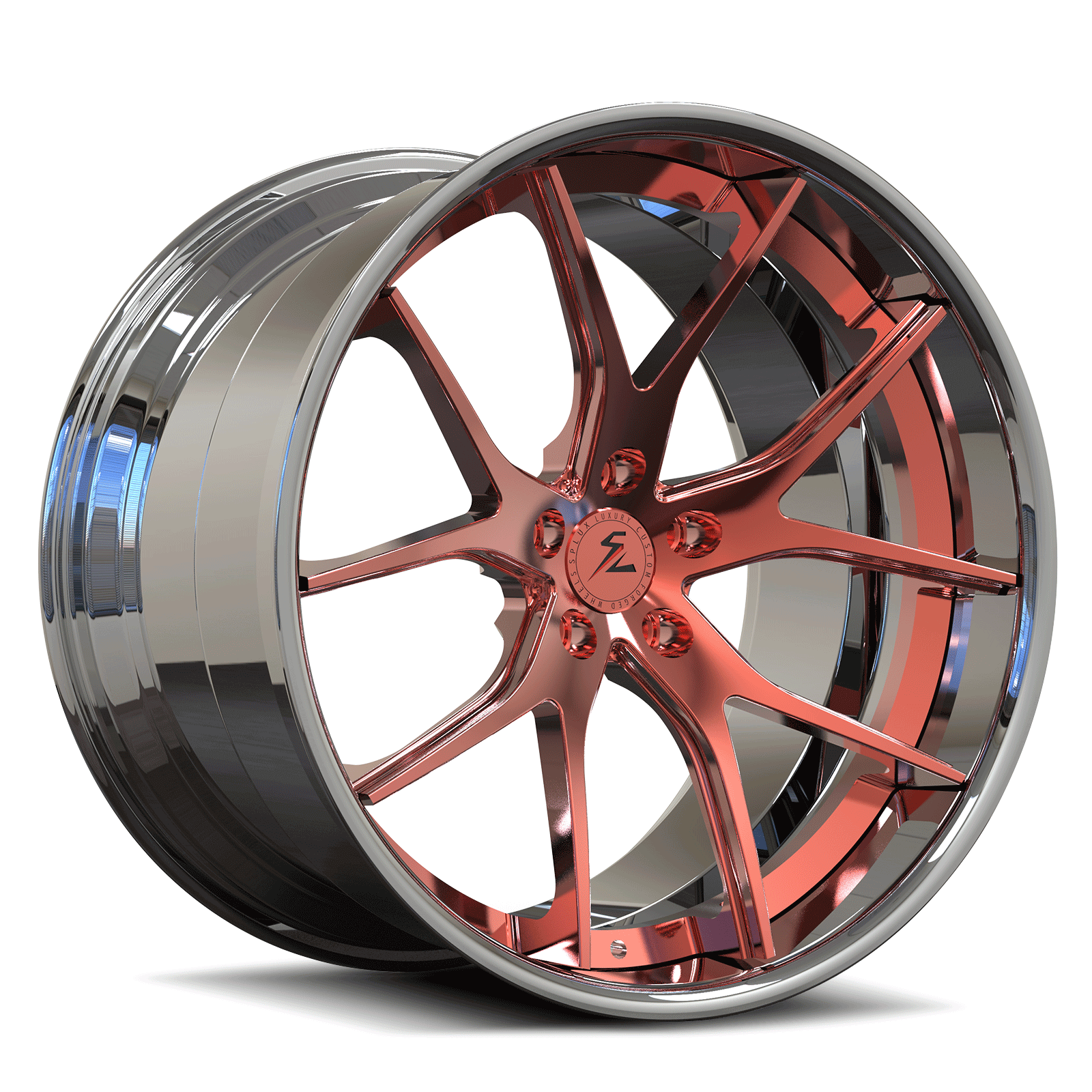 Brushed rose gold wheels in 20