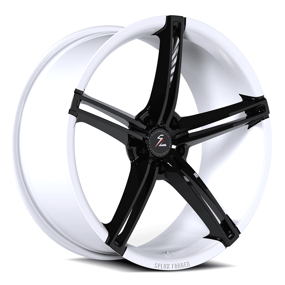black rim white lip custom per order for every vehicle, fully forged lightweight 5-spoke aftermarket rims.
