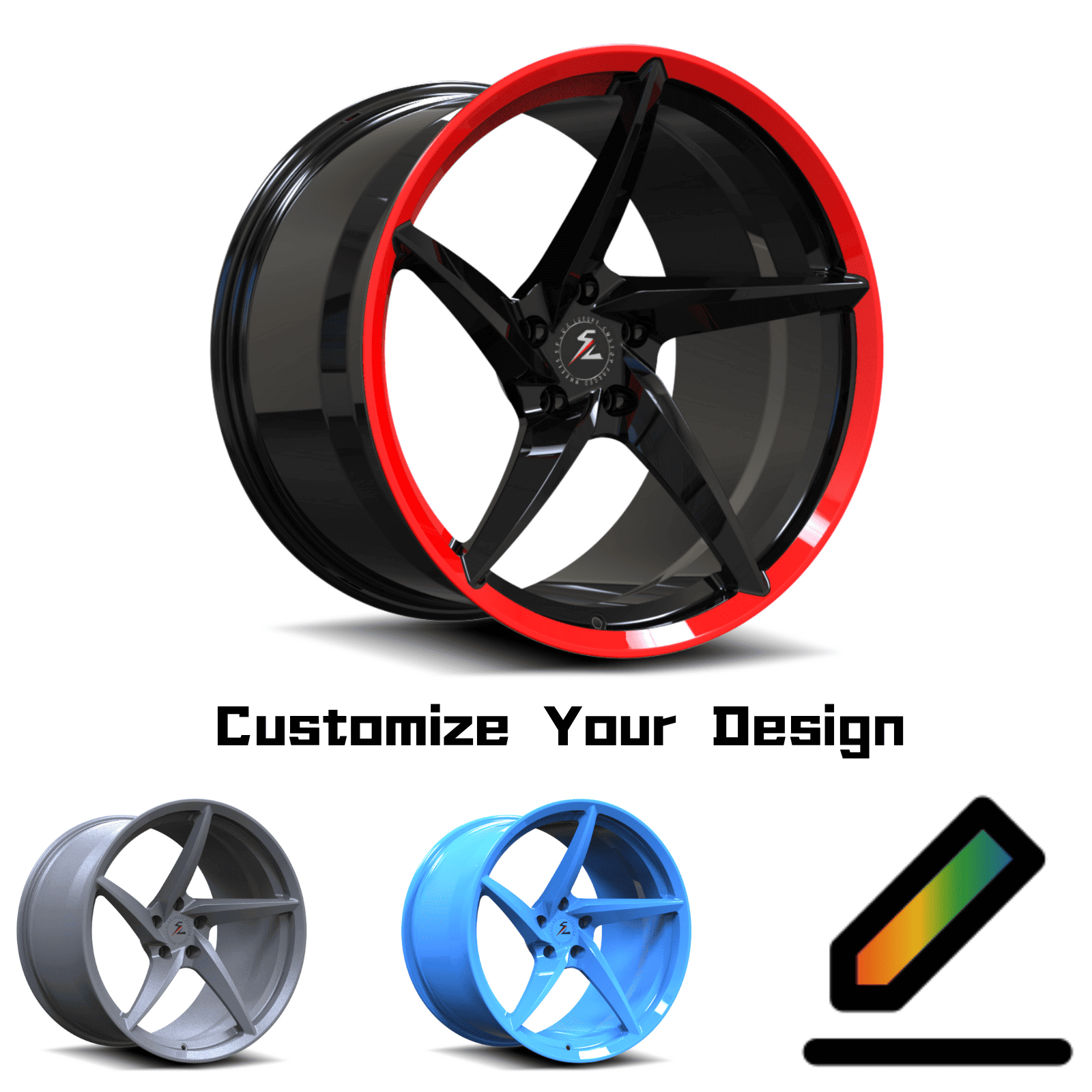 Splux SC-09M fully custom forged monoblock deep concave 5-spoke wheels for Dodge Challenger RT Scat Pack Widebody — complete finish showcase.