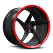 Splux SC-09M black and red forged monoblock deep concave wheels for Dodge Challenger RT Scat Pack Widebody — spoke layout.
